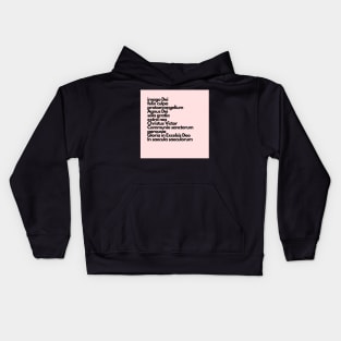 latin summary of the faith, pink Kids Hoodie